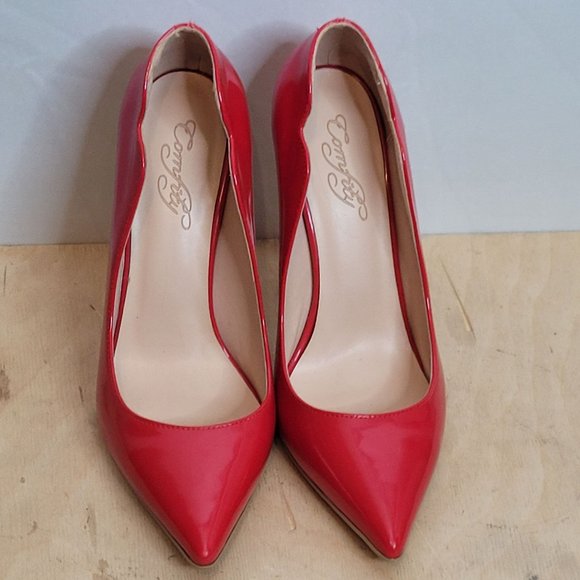 Red Comfity Stiletto Spike Heels 4.75 Inches Tall Women 6.5-7 No Size Printed - Picture 4 of 10